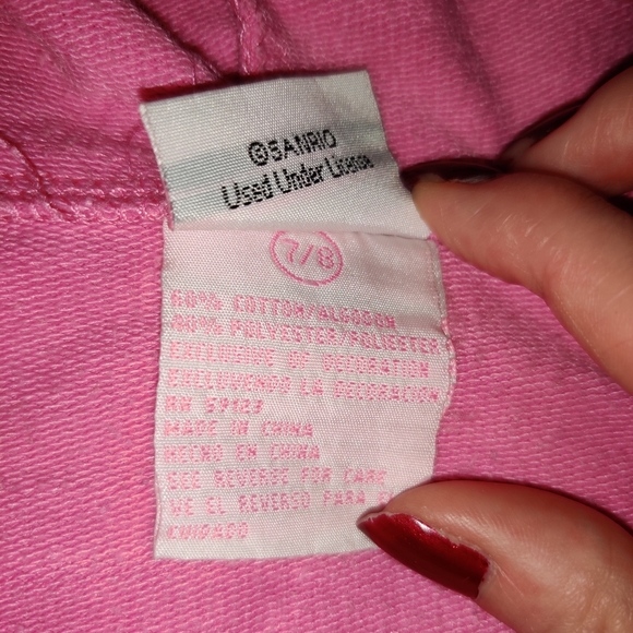 NWOT RARE Cute Hello Kitty Official Crop Charm Button Bow Ribbon Hoodie - Picture 8 of 8